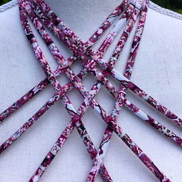 NWT Ambrielle Purple Pink Silver Bikini Top Sz L - Picture 2 of 8